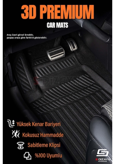 S-dizayn Hyundai İ20 3d Pro Havuzlu Paspas Ve Bagaj Havuzu Seti 2'li Set 2014-2020 A+ Kalite