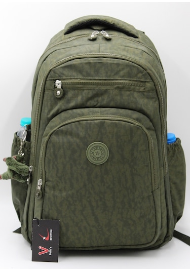 Suya Dayanıklı Krinkıl Kumaş Haki Unisex Okul Çantası 18