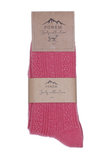 Fonem Kadın Soket Dikişsiz Yünlü Çorap Fo 8003 Mercan