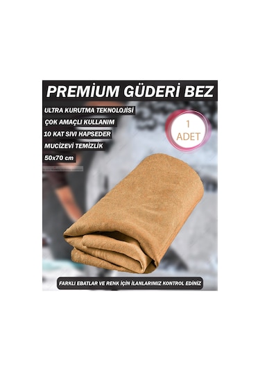 Büyük Boy 1 Adet 50x70cm Taba Güderi Bezi, Premium Kurulama, Oto Yıkama Bezi, Mikrofiber Bez Çok Renkli