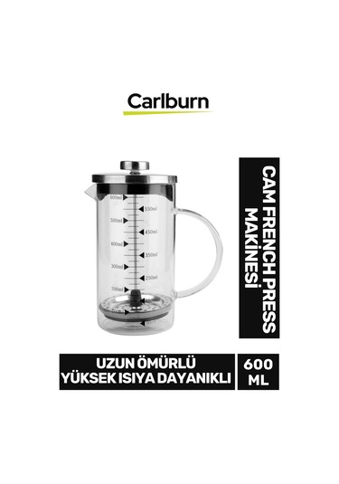 Özel Üretim Isıyı Uzun Süre Koruyan Süzgeçli Bitki Çayı Demliği Filtre Kahve French Press 600 Ml Çok Renkli