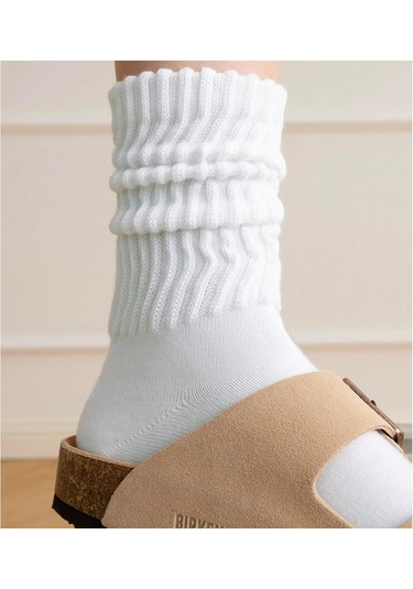 Lemestar Siyah Düz Dikey Çizgili Koluş Çoraplar - Orta Boy Bacak Çorapları 1 Adet - 95% Poliester 5% Spandex Siyah