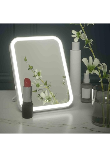 Homyl Yurtlar Yatak Odası Için Masaüstü Led Aynalar Usb Beyaz Beyaz