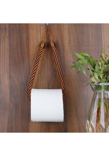 Kahve 1 Adet Kağıt Havlu Tutucular Havlu Askısı Banyo Havlu Kancası Rulo Kağıt Havlu Tutucu Havlu Askısı Tuvalet İpi Vermek Çivisiz Bağlantı