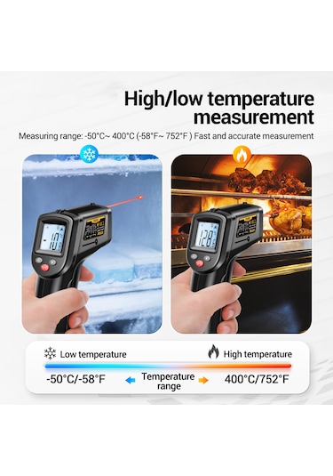 Moveevo Aneng Th201 El Tipi Dijital Enstrüman: -50 C 400 C Isı Ölçer, Enstrümantal Kullanım, Batarya Dahil Değil
