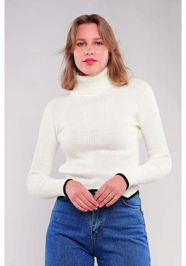 Gabria Balıkçı Yaka Kazak Ekru