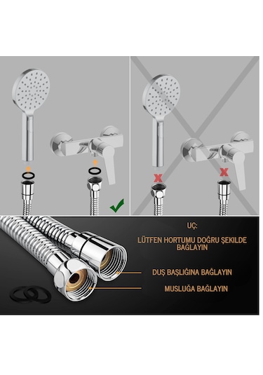 Paslanmaz Kopmaz Patlamaz Kaliteli Çelik Duş Hortumu - 150cm