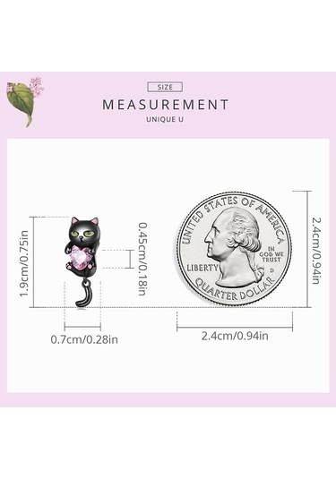 Wostu 925 Ayar Gümüş Sevimli Küçük Siyah Kedi Takılar Boncuk Pembe Kalp Zirkon Kadınlar İçin Fit Orijinal Dıy Bilezik Takı Hediyeler Siyah - Gümüş