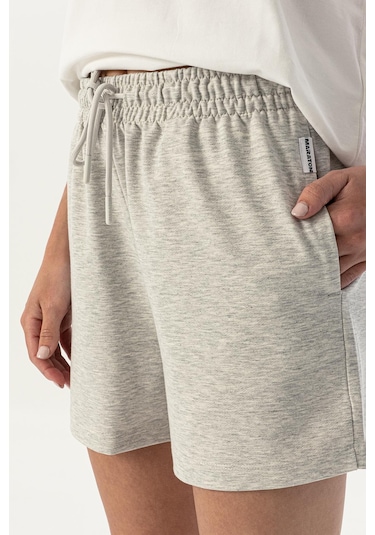 Maraton Comfort Kadın Düz Paça Ekru Şort Ekru