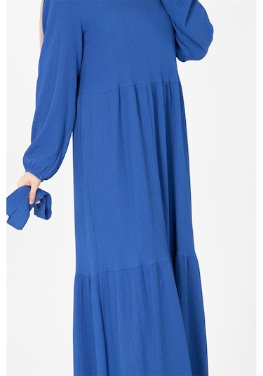 Sevitli Prenses Elbise -saks-mavi-1442-saks Mavisi Saks Mavisi