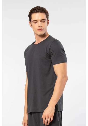 Cacharel 2169 Erkek Modal Pamuk Bisiklet Yaka Kısa Kollu T-shirt-antrasit Antrasit
