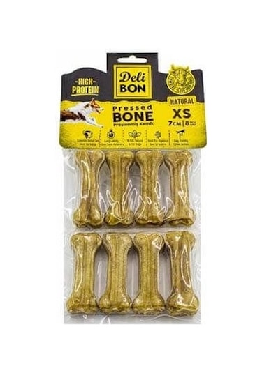 Delibon Deri Press Köpek Kemik Ödülü Xsmall Naturel 7 CM 8'li