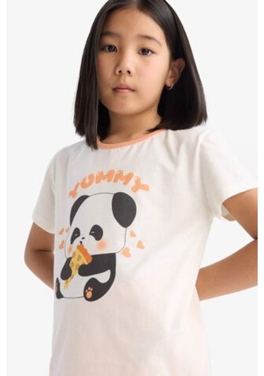 DeFacto Kız Çocuk Pijama Takımı Kısa Kollu Üst Esnek Belli Şort E6428A825HSER85 DeFacto Kız Çocuk Pijama Takımı Kısa Kollu Üst Esnek Belli Şort E6428A825HSER85