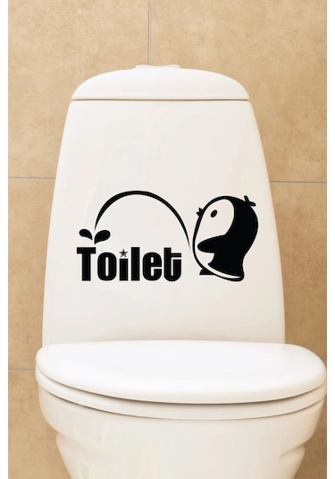 Sevimli Penguen Klozet Kapağı Banyo Wc Sticker 26x22 Cm
