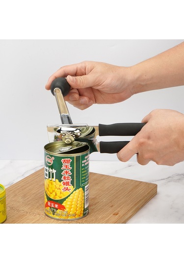 Geeksen Stainless Steel El Manuelı 3'lü Fonksiyonlu Kutu, Kavanoz Ve Şişe Açıcı: Ergonomik Tutamalı, Gıda Grubu, Dayanıklı Mutfak Aleti Siyah