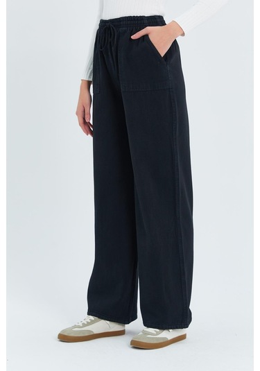 4572 Kadın Parça Boya Palazzo Pantolon Siyah Siyah