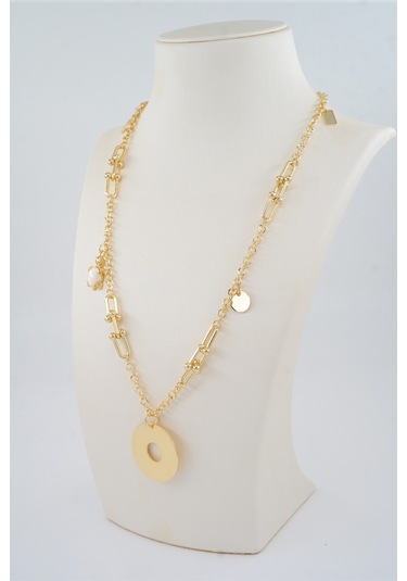 Kadın Özel Tasarım Taşlı Kaplunbağa Figürlü 60 cm Kolye - ALTIN