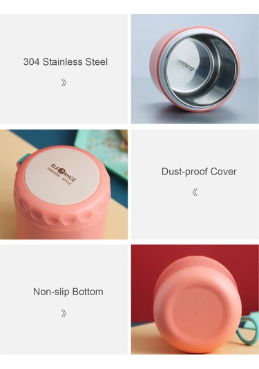 Hangfox 304 Çelik Isı Saklama Çorba Kavanozu, Leak-proof Kapaklı, Geniş Açık, Taşıma Koluyla, 400-500ml, Ev/ofis/kamp Kullanıma Uygun Yeşil