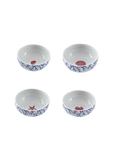 Mercan Tabak &çay Kahve Seti 20 Parça 4 Kişilik Beyaz - Mavi