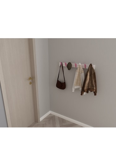 Hepsi3boyutlu Modern Duvar & Kapı Kanca Askılık - 7 Adet Pembe Kanca Askılık - Model No : 5 Pembe
