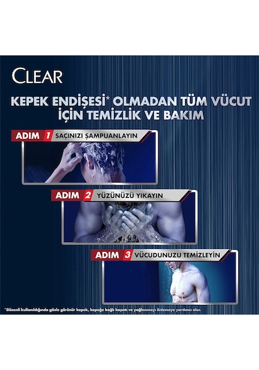 Clear Men Ferahlatıcı Mentol Etkisi 3 in 1 Şampuan & Duş Jeli 3 x 350 ML