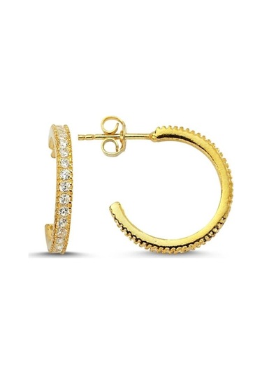 Taşlı Gümüş Halka Küpe Klipsli 16 Mm Wsk04