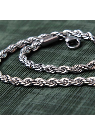 Burgulu Ince Çelik Erkek Kolye Zincir Takı Aksesuar K24 T5 Çelik