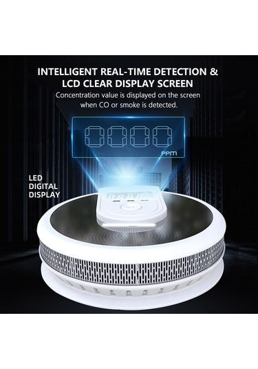 Xindoker Akıllı Karbon Monoksit Ve Duman Alarmı, İnsan Sesli Uyarı, Lcd Ekranlı, 3xaa Pil Pil Yok , Kolay Kurulum, Ev Güvenliği Algılayıcı