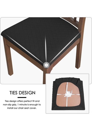 Geekyou 4'lü Siyah Rombik Desenli Elastik Koltuk Kılıfı - Ev Ve Dış Mekan İçin, 35-53cm Ölçü Aralığı, Makine Yıkabilir Siyah