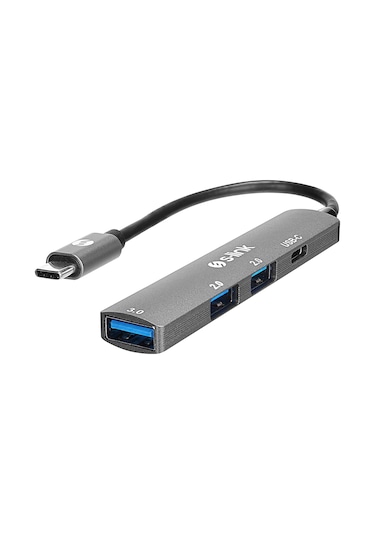S-link Swv-usbc023 4in1 Gri Metal Type-c Hub: Usb 3.0, 2x Usb 2.0 Ve Pd Şarj Adaptör