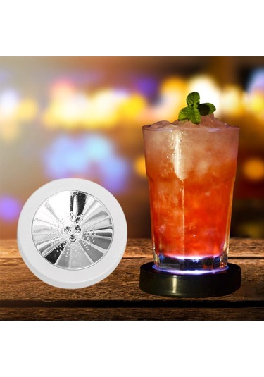 Suntek Işıklı Coaster Kokteyl Şişe Tabanı İçecekler Ev Usb Beyaz