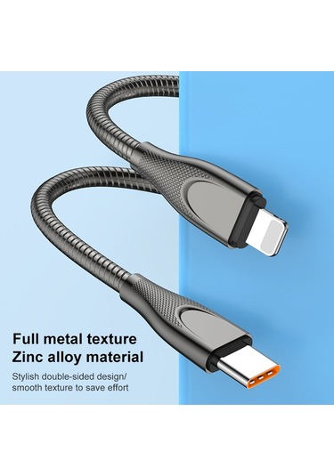 Adc-009 Usb To 8 Pin Zinc Alloy Hose Fast Charging Data Cable, Cable Length: 1m Silver