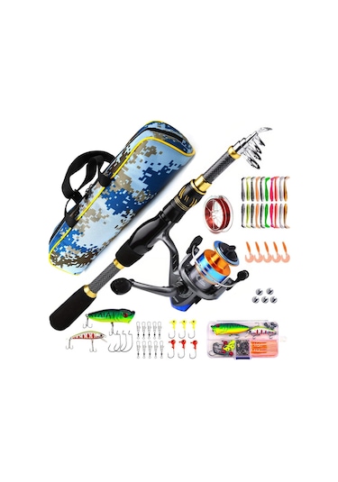 Valkyrie 1.8m Çantalı Motorlu Spin Olta Seti Silikon Rapala Misina Jighead Herşey Dahil Tam Set Ultra Hafif Tasarım