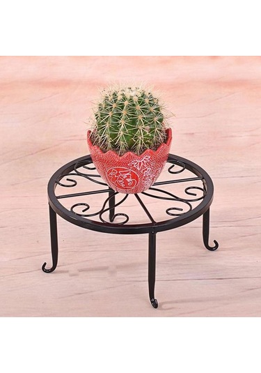 Siyah-avrupa Demir Saksılar Için Standı Metal Saksı Bitki Standı Yuvarlak Paslanmaz Tutucu Bahçe Yetiştiricilerinin Kapalı Açık Ev Dekor