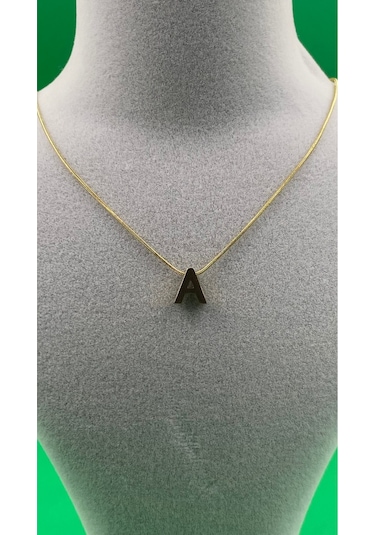 14k Altın Renginde A Harf Minimal Model Çelik Kadın Kolye Altın