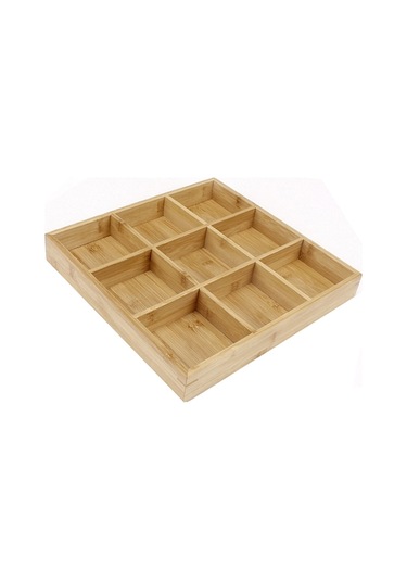 Sones Sıcak Tencere Bambu Tabak Bölmeli Tepsi Sebze Ahşap Tepsi Seti Büyük Dokuz Izgara Tabak