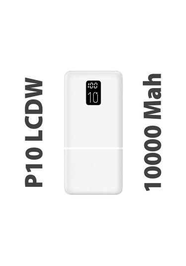 Led Ekranlı Slim 10000mah Powerbank Taşınabilir Şarj Cihazı Type-c / 2 Usb / 3 Port Çıkış / Output 2.1a Beyaz BEYAZ
