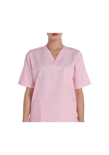 V Yaka Ceket Kısa Kol Pembe