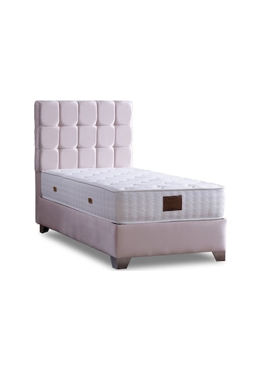 Lucas Perfect Tek Kişilik Baza + Başlık + Yatak Set 3 Lü Set Krem