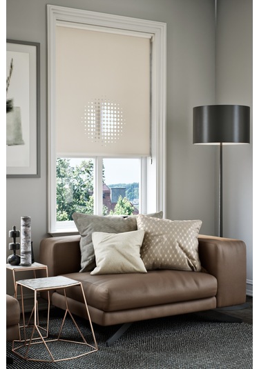 Lazer Kesim Mat Stor Perde, Lazer Kesimli Modern Serisi, M-9003 Açık Kahverengi Renk Açık Kahverengi