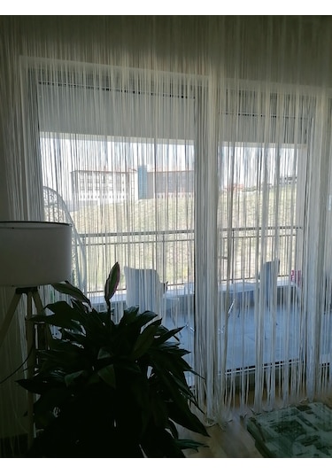 İp Model Kırık Beyaz Renk İp Perde 300 270 Cm - 2 Mm Şerit Kırık Beyaz