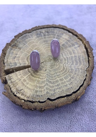 Gumusevi Pembe Kuvars Taşlı Gümüş 925 Ayar Küpe