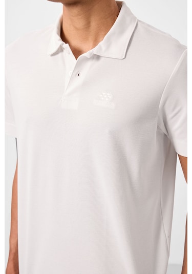 Tommylife Tommy Life Ekru Basic Logolu Standart Kalıp Triko Polo Yaka Erkek T-shirt - 87748 Ekru