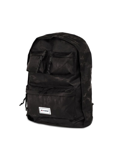 Siyah Icone Kamuflaj Baskılı Dört Cepli Sırt Çantası Siyah