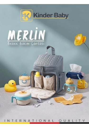 Kinder Baby Merlin Termal Anne Bebek Bakım Çantası Gri