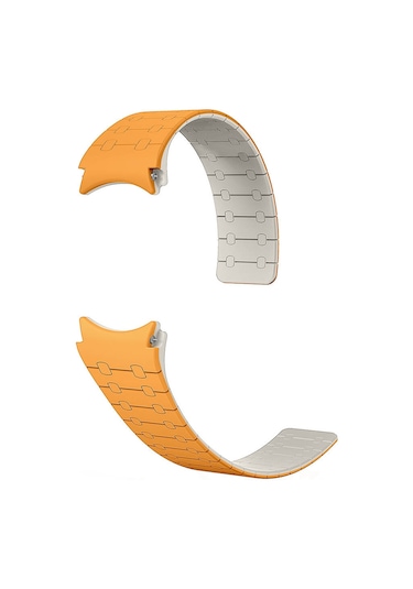 Teknodur Galaxy Uyumlu Watch 5 Pro 45mm Krd-111 20mm Çizgili Desenli Silikon Kordon-turuncu