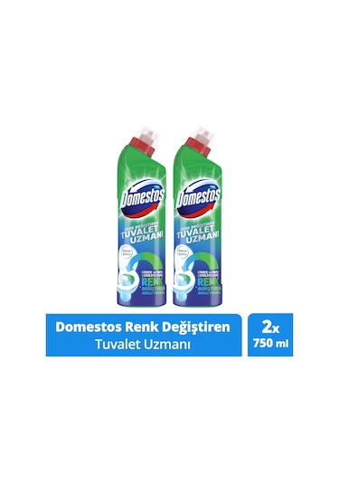 Domestos Renk Değiştiren Tuvalet Uzmanı Temizleyici ve Kireç Çözücü 2 x 750 ML