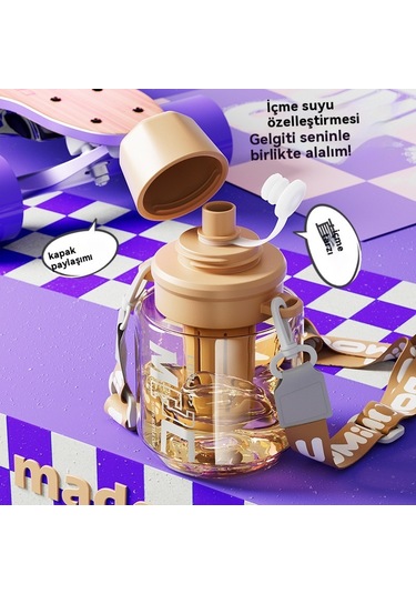 Tuomeng Su Bardağı Büyük Kapasiteli Yüksek Sıcaklığa Dayanıklı Plastik Dundun Kupası Büyük Göbek Kupası 750ml Yeşil