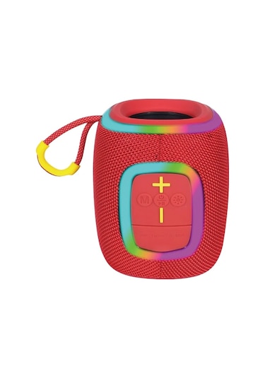 Oldfriend Kırmızı Kablosuz Bluetooth Hoparlör Su Geçirmez Taşınabilir Süper Bas Hifi Müzik Stereo Rgb Işık