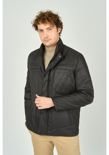 Lucas Erkek Hakim Yaka Fermuar Ve Çıtçıt Kapamalı Kaban 4784 Haki Haki